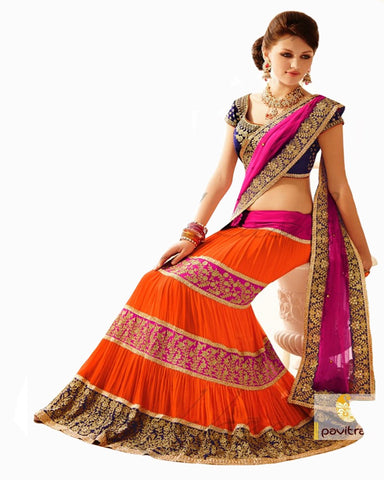 Bollywood Orange Lehenga Saree