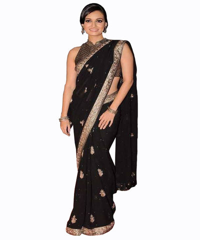 Dia Mirza Black Designer Saree