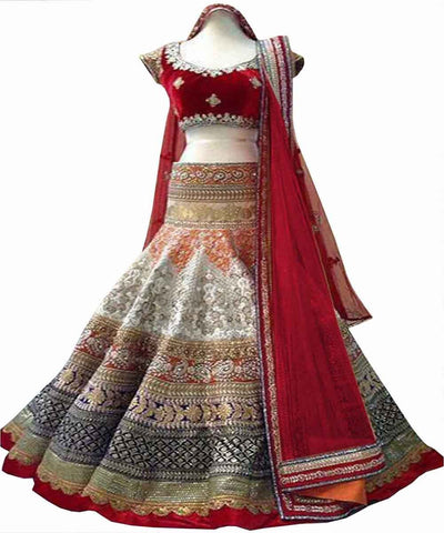 Red and White Designer Lehenga