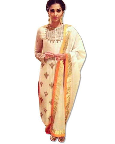 SONAM KAPOOR EMBROIDERED OFF WHITE SUIT