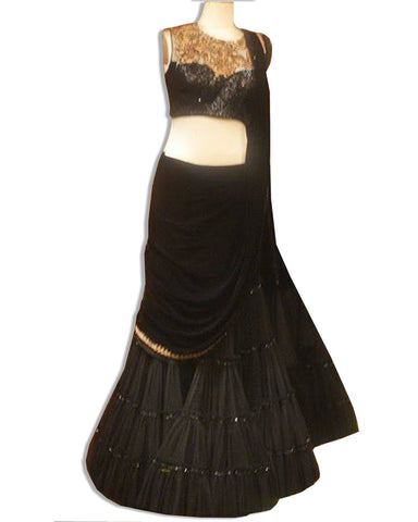 GOLD EMBELLISHED TULLE LAHENGA