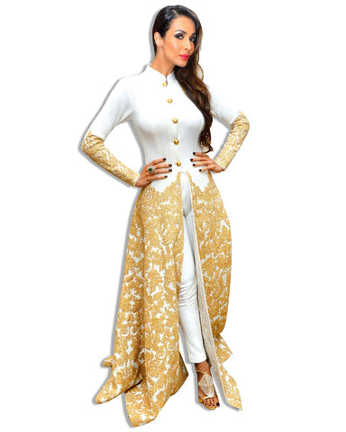 MALAIKA ARRORA KHAN GOLD ZARI EMBROIDERED INDO WESTERN