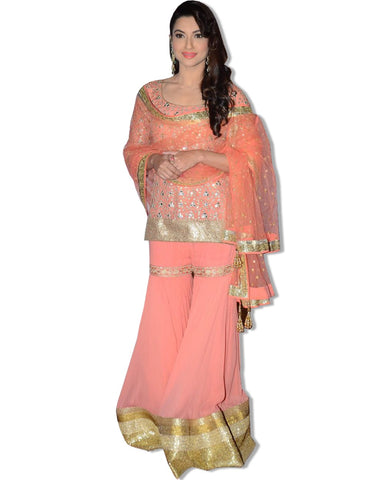 GAUHAR KHAN MAGESTIC PEACH SHARARA
