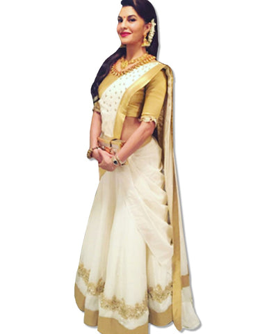 JACQUELINE PURE GOLD WHITE SAREE