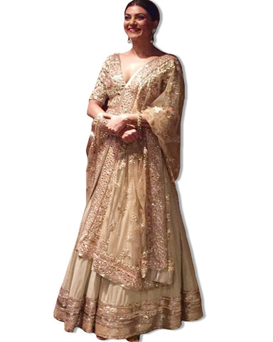 OFF WHITE EMBROIDERED LAHENGA CHOLI