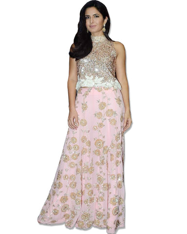 KATRINA KAIF PINK FLOOR LENGTH SKIRT/BLOUSE