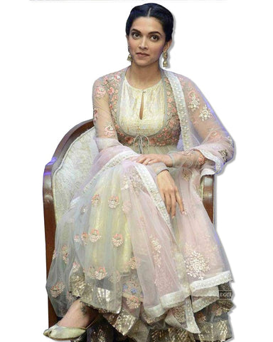 DEEPIKA PADUKONE OFF WHITE GOLD ANARKALI