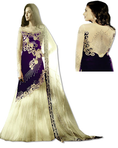 PURPLE GOLD EMBROIDERED DRESS