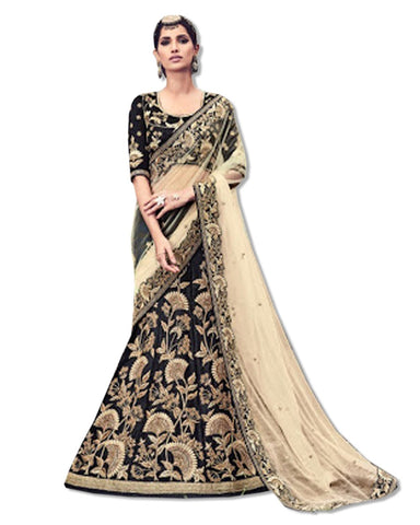 BLACK EMBROIDERED LAHENGA