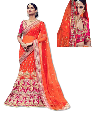 CORAL EMBROIDERED LAHNGA