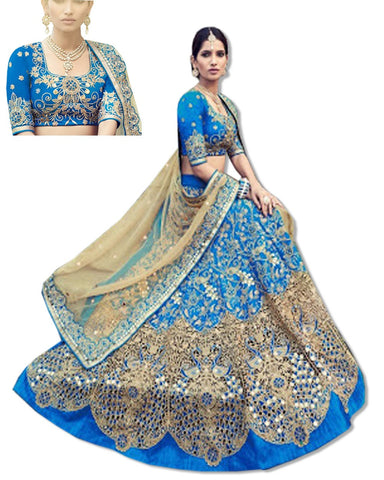 TURQUOISE EMBROIDERED LAHENGA