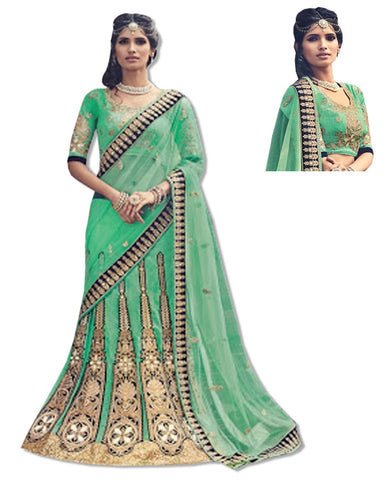 GREEN EMBROIDERED LAHENGA