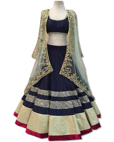 BLACK NET EMBROIDERED LAHENGA