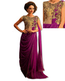 PURPLE  CRYSTAL EMBROIDERED GOWN