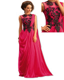 HOT PINK CRYSTAL EMBROIDERED GOWN