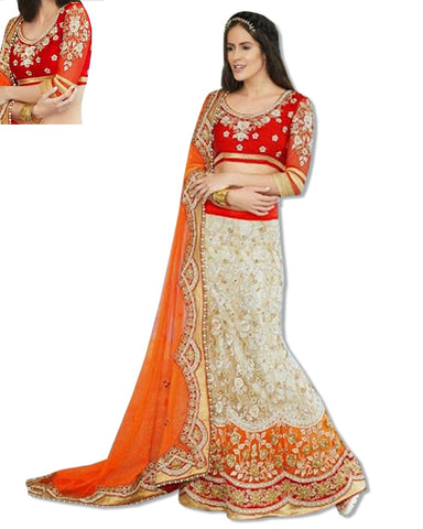 GREEN EMBROIDERED DESIGNER LAHENGA