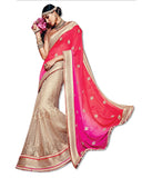 GOLD AND CORAL  EMBROIDERED SARI
