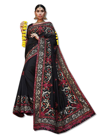 BLACK  EMBROIDERED SARI