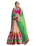 GREEN AND OFF WHITE EMBROIDERED SARI
