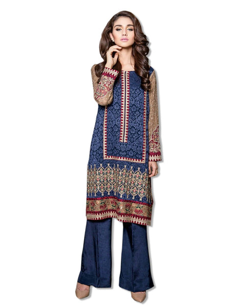GEORGETTE EMBROIDERED NAVY BLUE SUIT
