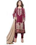 GEORGETTE EMBROIDERED BURGUNDY SUIT