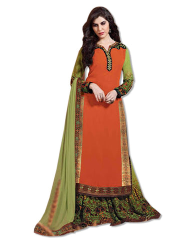 GEORGETTE EMBROIDERED CORAL SUIT