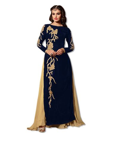 VELVET EMBROIDERED NAVY BLUE SUIT