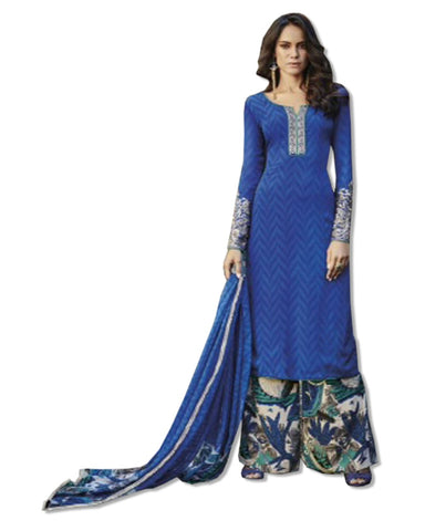 GEORGETTE EMBROIDERED COBALT BLUE SUIT