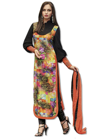 GEORGETTE EMBROIDERED BLACK RED SUIT