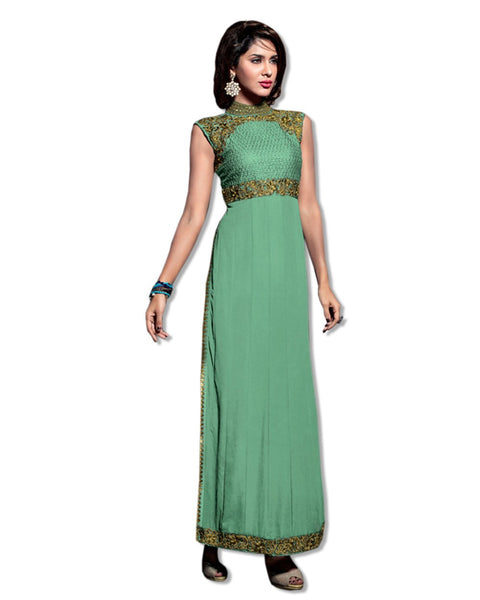 GEORGETTE EMBROIDERED SEA GREEN SUIT