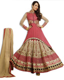 BEIGE CORAL GEORGETTE EMBROIDERED LAWN SUIT