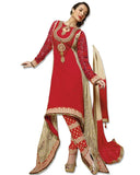 RED GEORGETTE EMBROIDERED SUIT