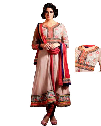 BEIGE PEACH GEORGETTE ANARKALI DRESS