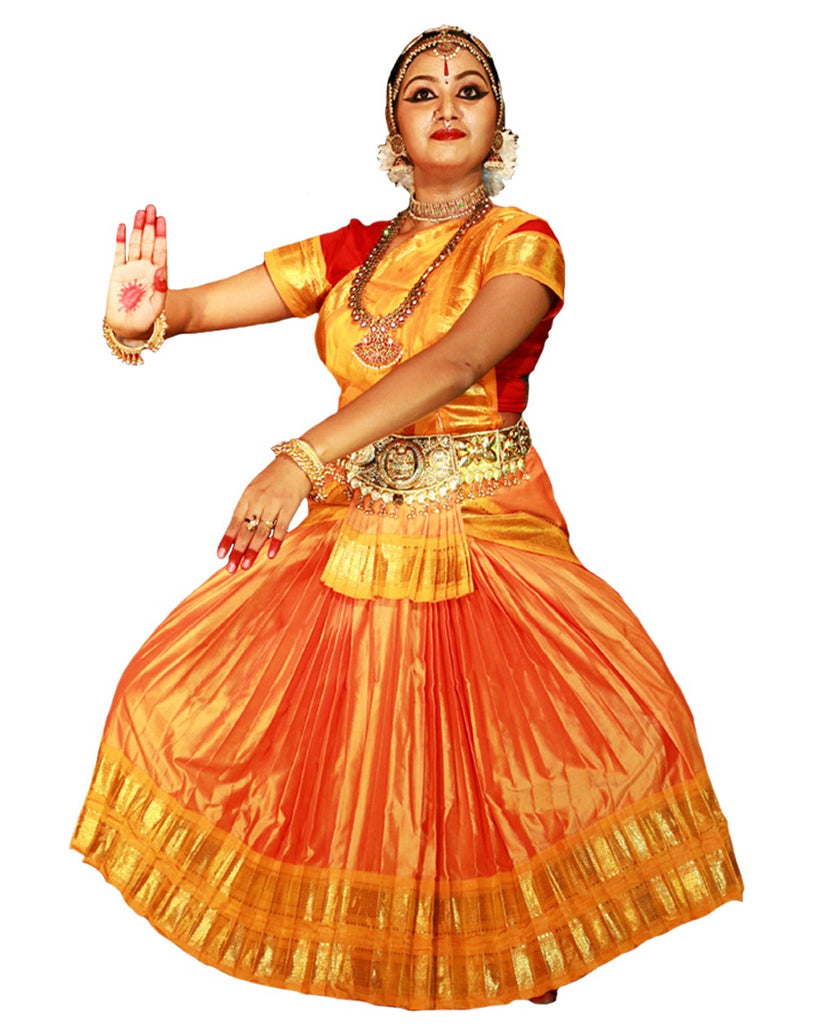 Bharatnatyam Yellow maroon Dance Costume Bharatnatyam Yellow maroon Dance Costume