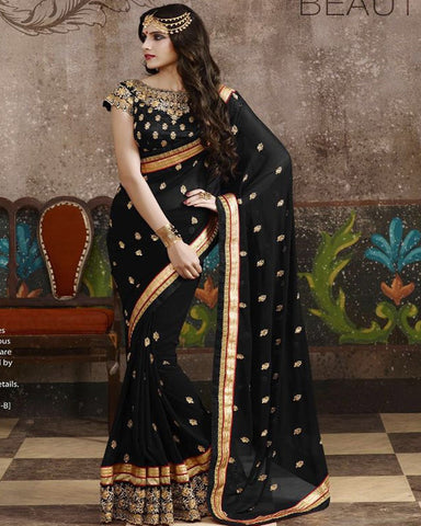 Black Georgette Saree