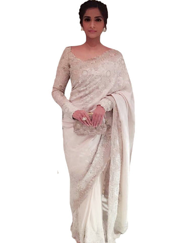 Sonam White designer Saree