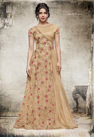 Priyanka Beige designer Long Gown