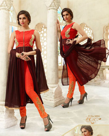 Nazakat Orange Brown designer  Suit