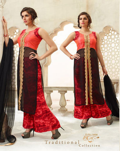 Nazakat Red Black designer  Suit