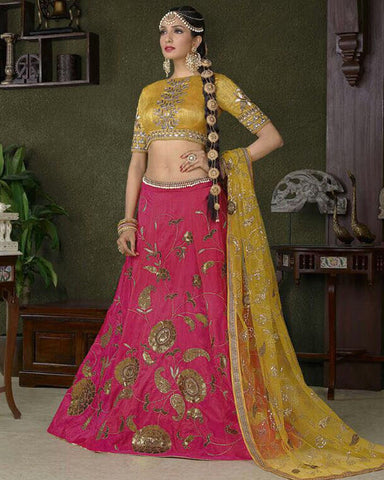 Designer Golden Pink Lahenga