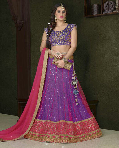Designer Pink Purpal Lahenga
