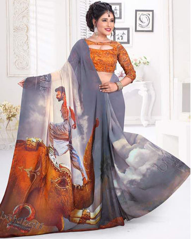 Bahubali 2 Digital Printed Designer Sarees