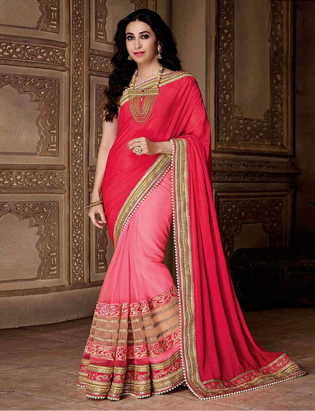 Designer Red & Pink Saree