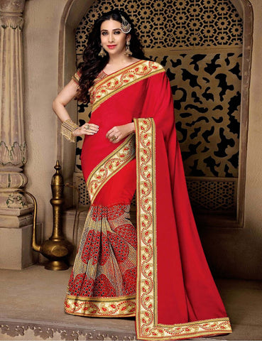 Karishma Kapoor designer saree In Red