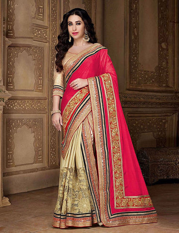Karishma Kapoor In Beige & Pink Saree
