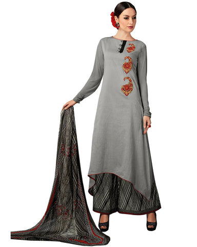 Grey Designer Palazzo Suit