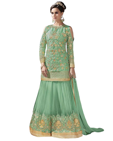 Party Wear Light Green Designer Palazzo Suit