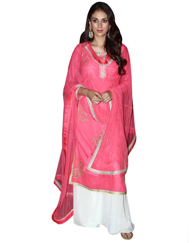 Bollyood Pink White Designer Palazzo Suit