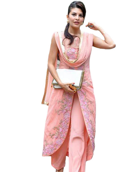 Bollywood Light Pink Long Joket Style Palazzo Suit
