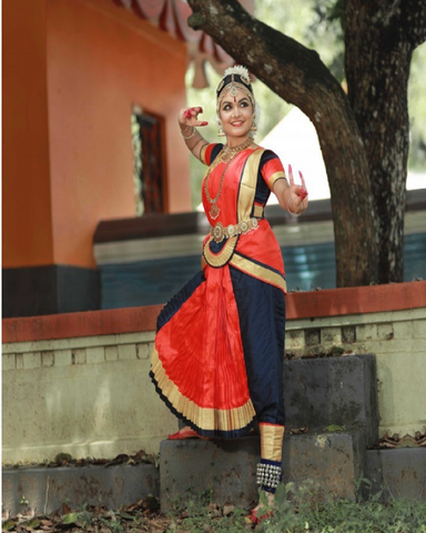Beautiful Red and Blue Color Bharatnatyam Costume